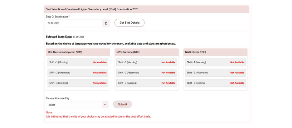 SSC CHSL Slot Selection Process
