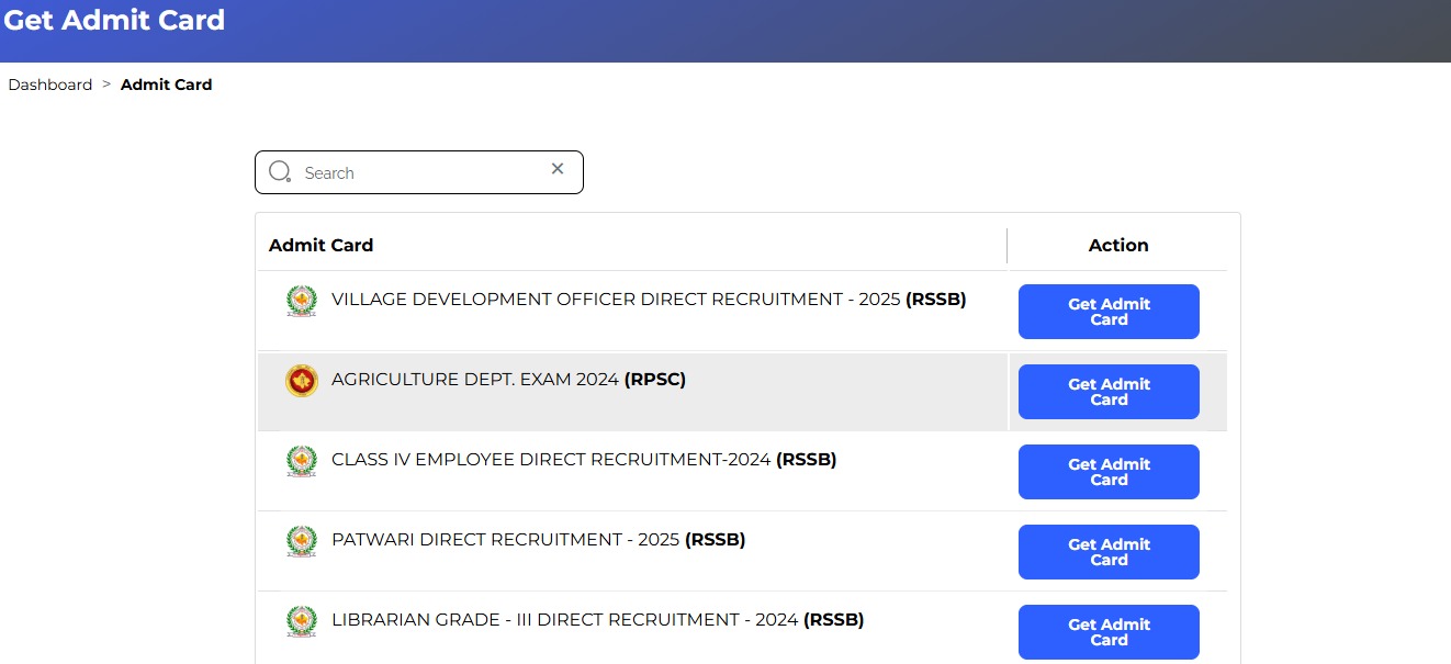 Rajasthan VDO Admit Card 2025