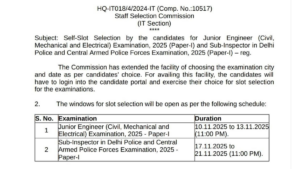 SSC CPO Slot Selection 2025