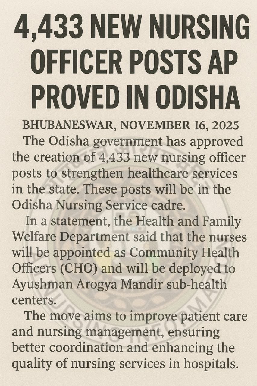 Odisha Government Approves 4433 Nursing Officer Posts_4.1
