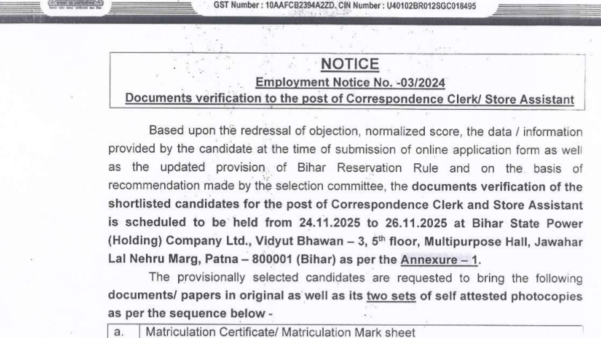 BSPHCL Correspondence Clerk & Store Assistant Final Result