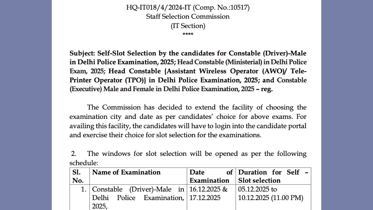 Delhi Police Driver Slot Booking 2025