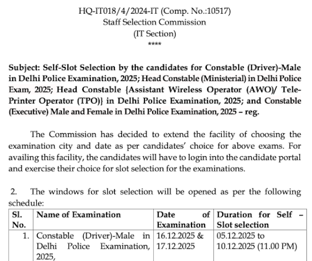 Delhi Police Driver Slot Booking 2025 Out