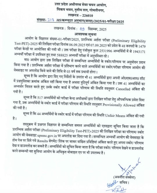 UPSSSC PET Result 2025 Revised (OUT), Download Scorecard at upsssc.gov.in_3.1