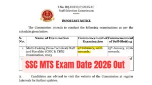 SSC MTS Exam Date 2026 Out, CBT Scheduled From 4th February