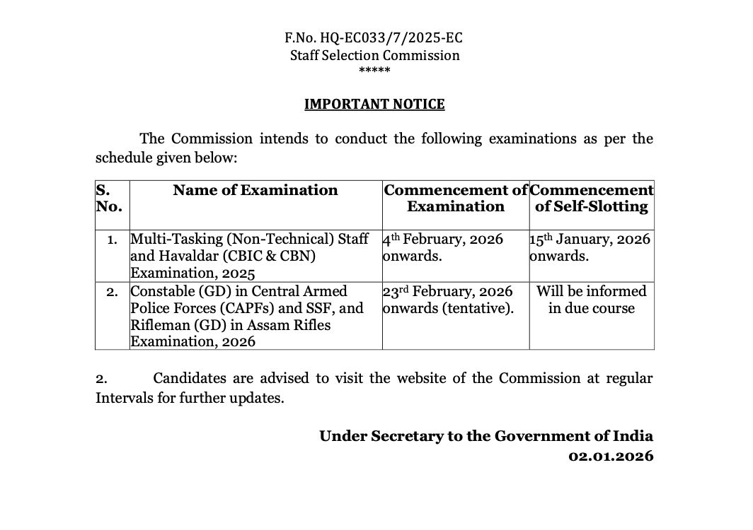 SSC GD Exam Date 2026 Out