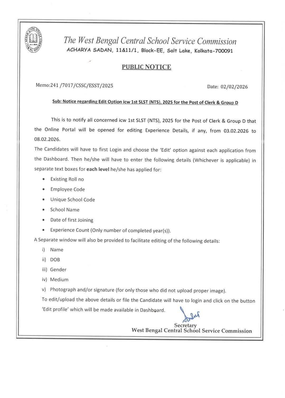 WBSSC Group C and D Exam Date 2026 Out, Check Exam Schedule Details_6.1