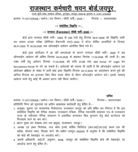RSSB Forester Recruitment 2026