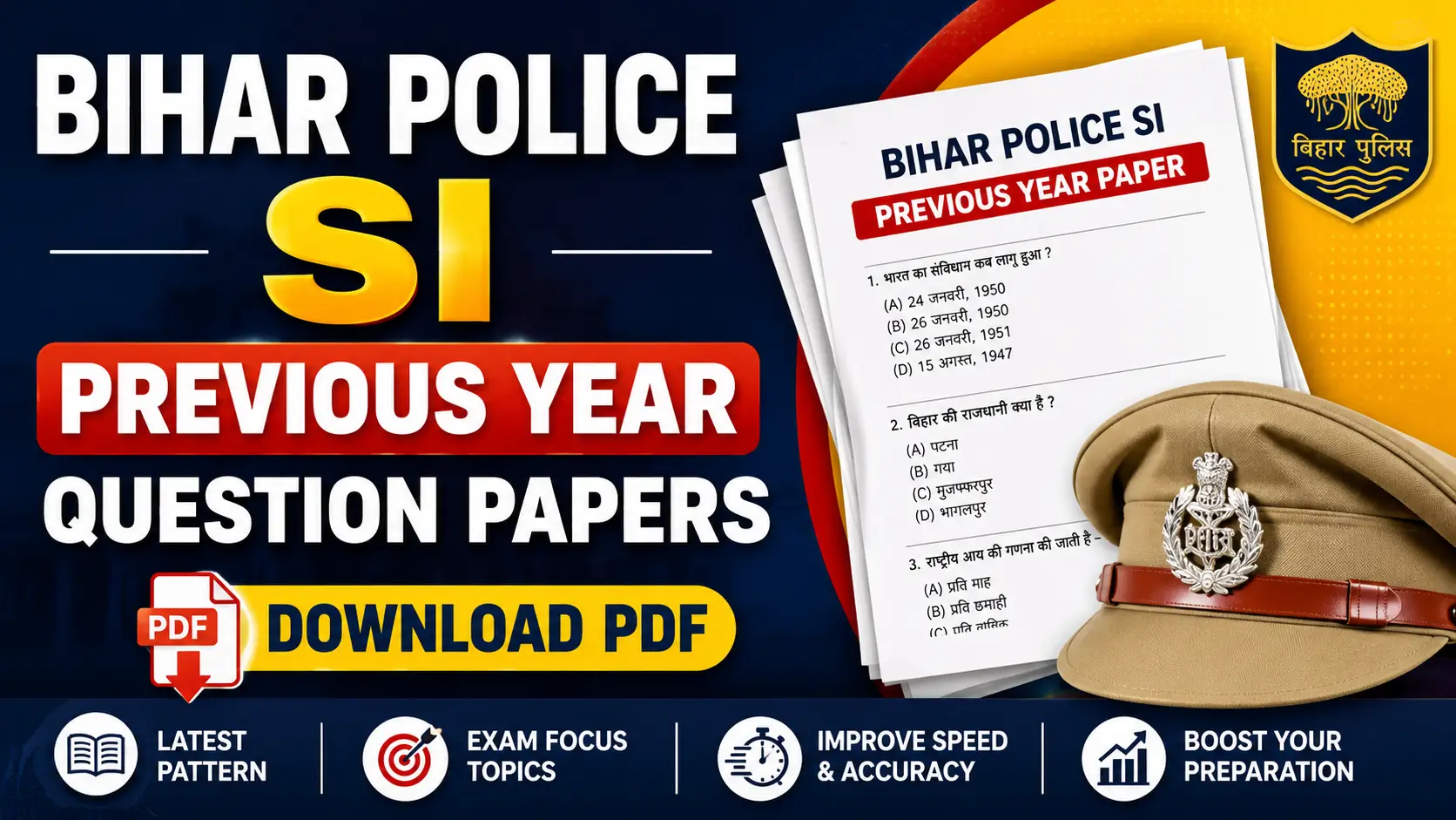 Bihar Police SI Previous Year Question Papers, Download PDF
