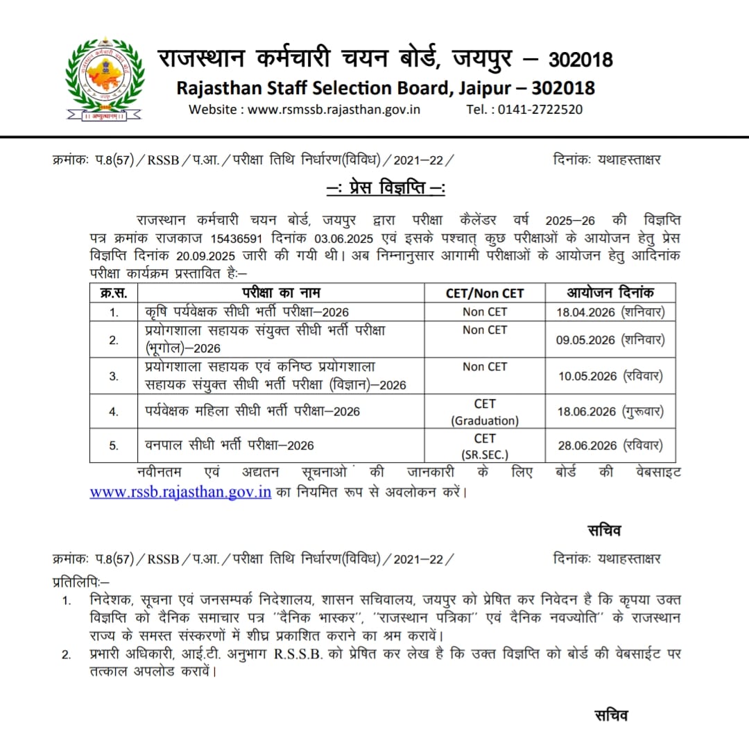 RSSB Agriculture Supervisor Exam Date 2026
