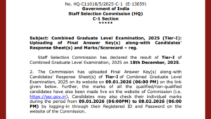 SSC CGL Tier 1 Score Card 2025