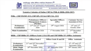 IBPS Calendar 2026