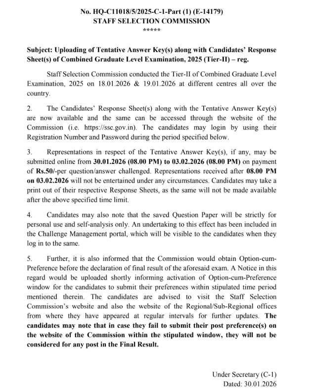 SSC CGL Tier 2 Answer Key 2026 Out, Download Response Sheet PDF_3.1