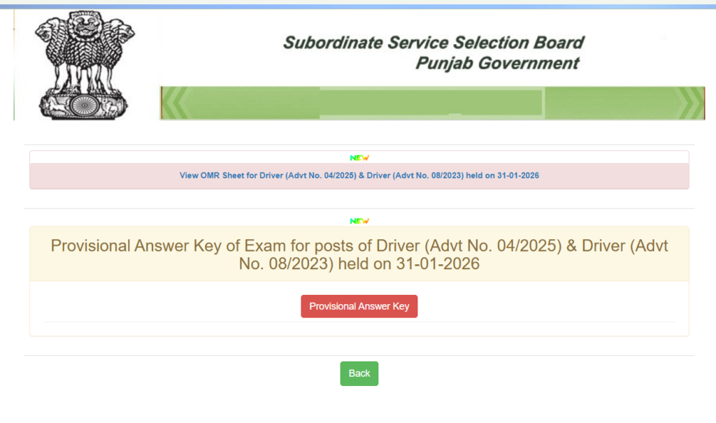 PSSSB Driver Answer Key 2026 Out, Download Response Sheet_3.1
