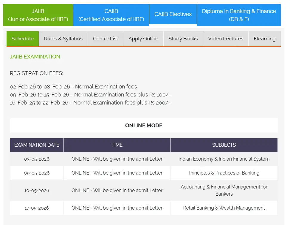 JAIIB Registration 2026