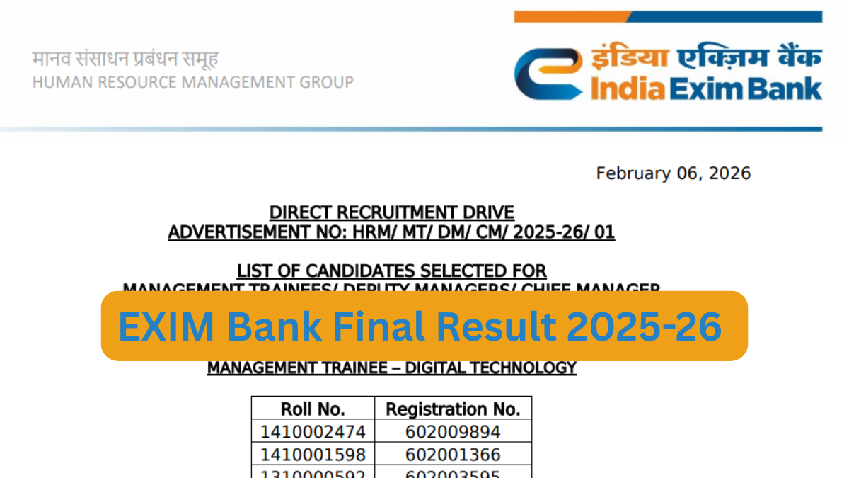 EXIM Bank Final Result 2025-26