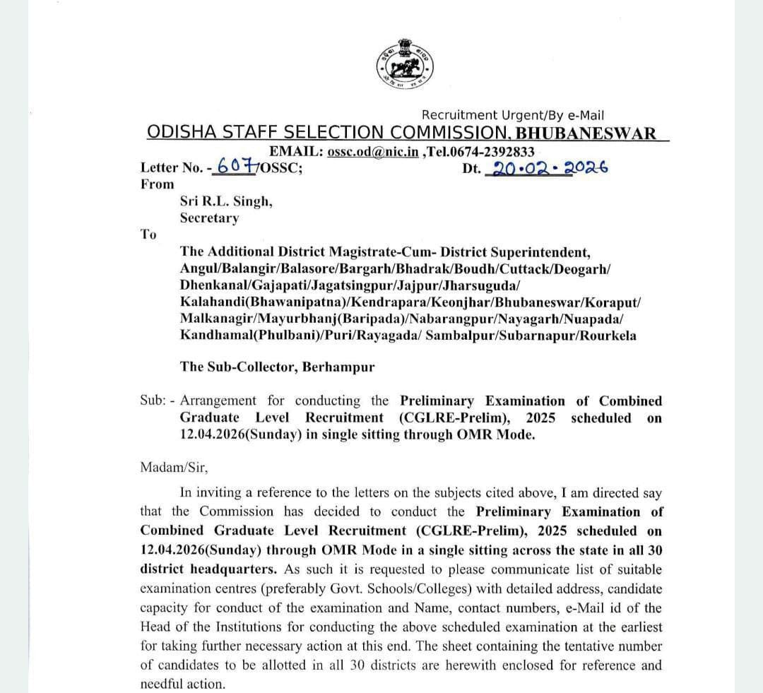 OSSC CGL 2026 Exam Date