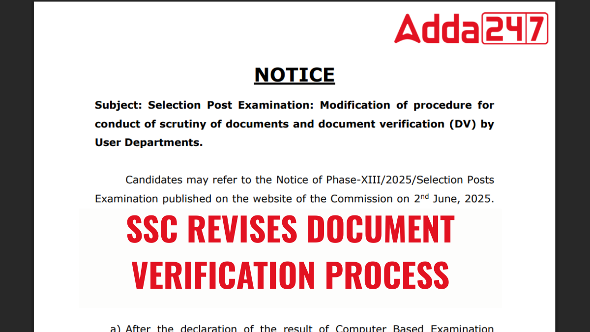SSC Revises Document Verification Process for Selection Post Phase-XIII/2025