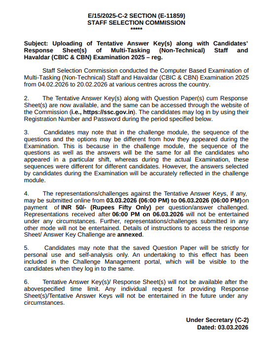 SSC MTS Havaldar Answer Key 2026 Out at @ssc.gov.in, Download Response Sheet PDF_3.1
