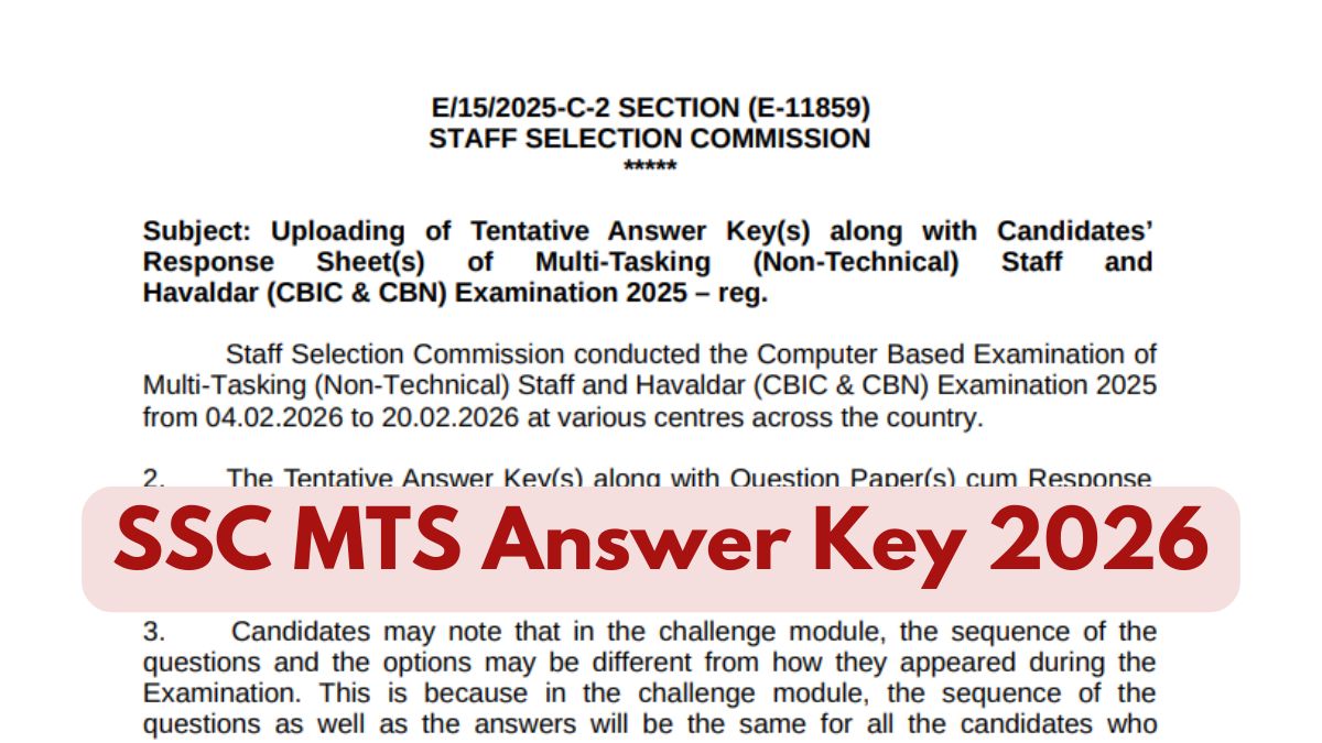 SSC MTS Havaldar Answer Key 2026