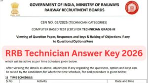 RRB Technician Answer Key 2026 Out Today, Check Response Sheet PDF Link