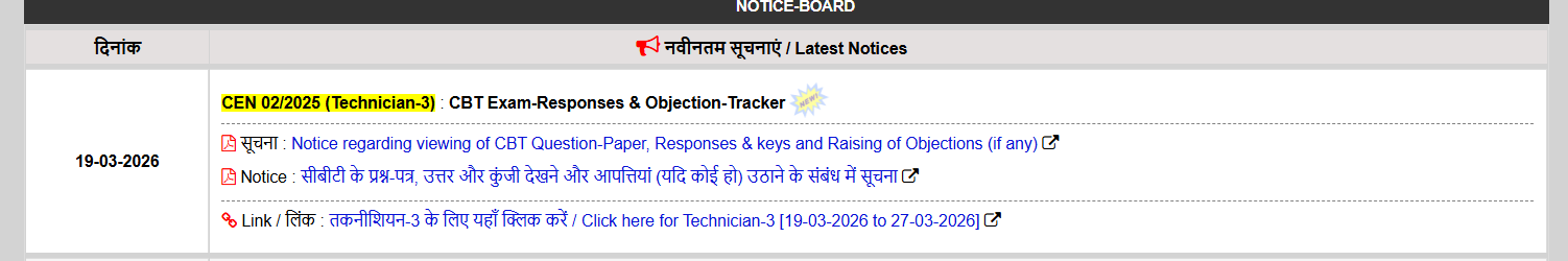 RRB Technician Grade 1 and 3 Answer Key 2026 Out, Download Response Sheet PDF, Objection Link_3.1