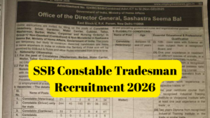SSB Constable Tradesman Recruitment 2026