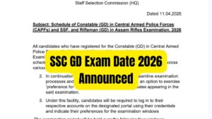SSC GD Exam Date 2026 Out