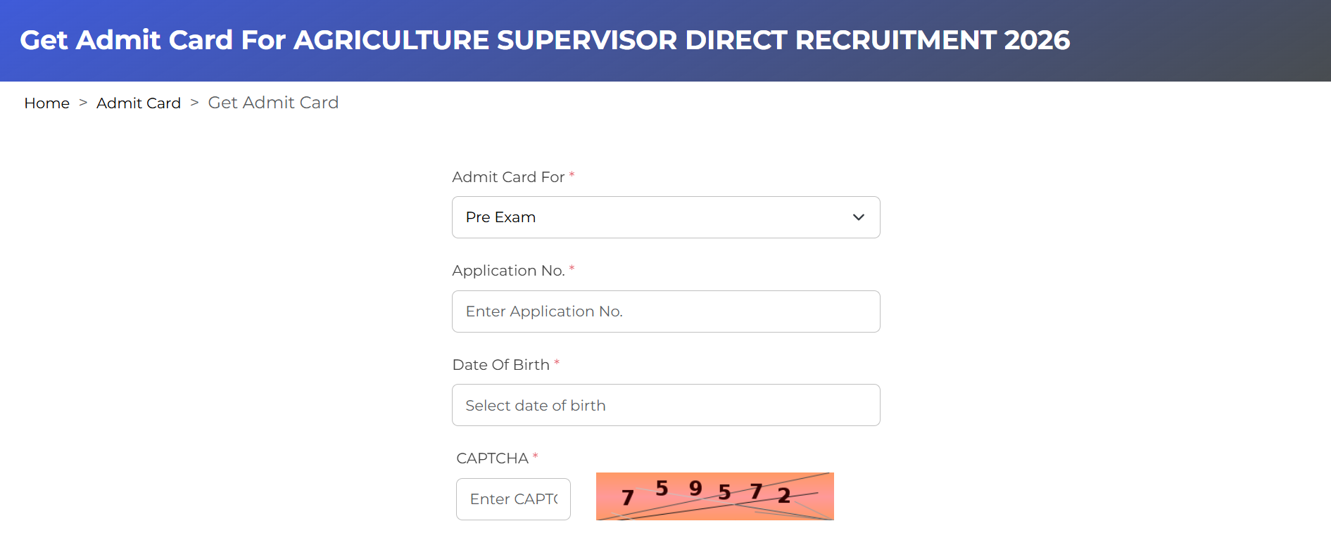 RSSB Agriculture Supervisor Admit Card 2026