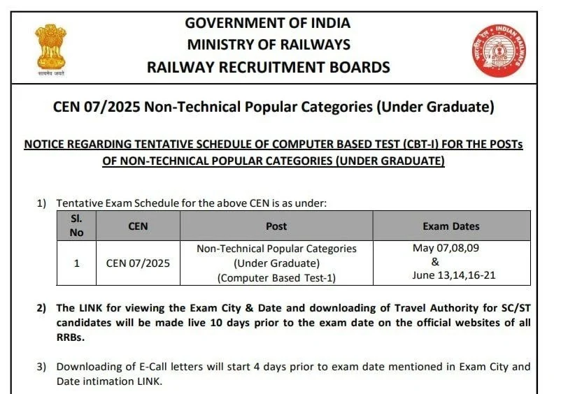 RRB NTPC Undergraduate Exam Date 2026 Out, Check Full Schedule and Shifts_4.1