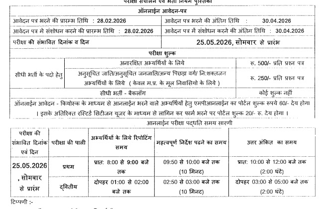 MPESB Exam Date 2026 notice
