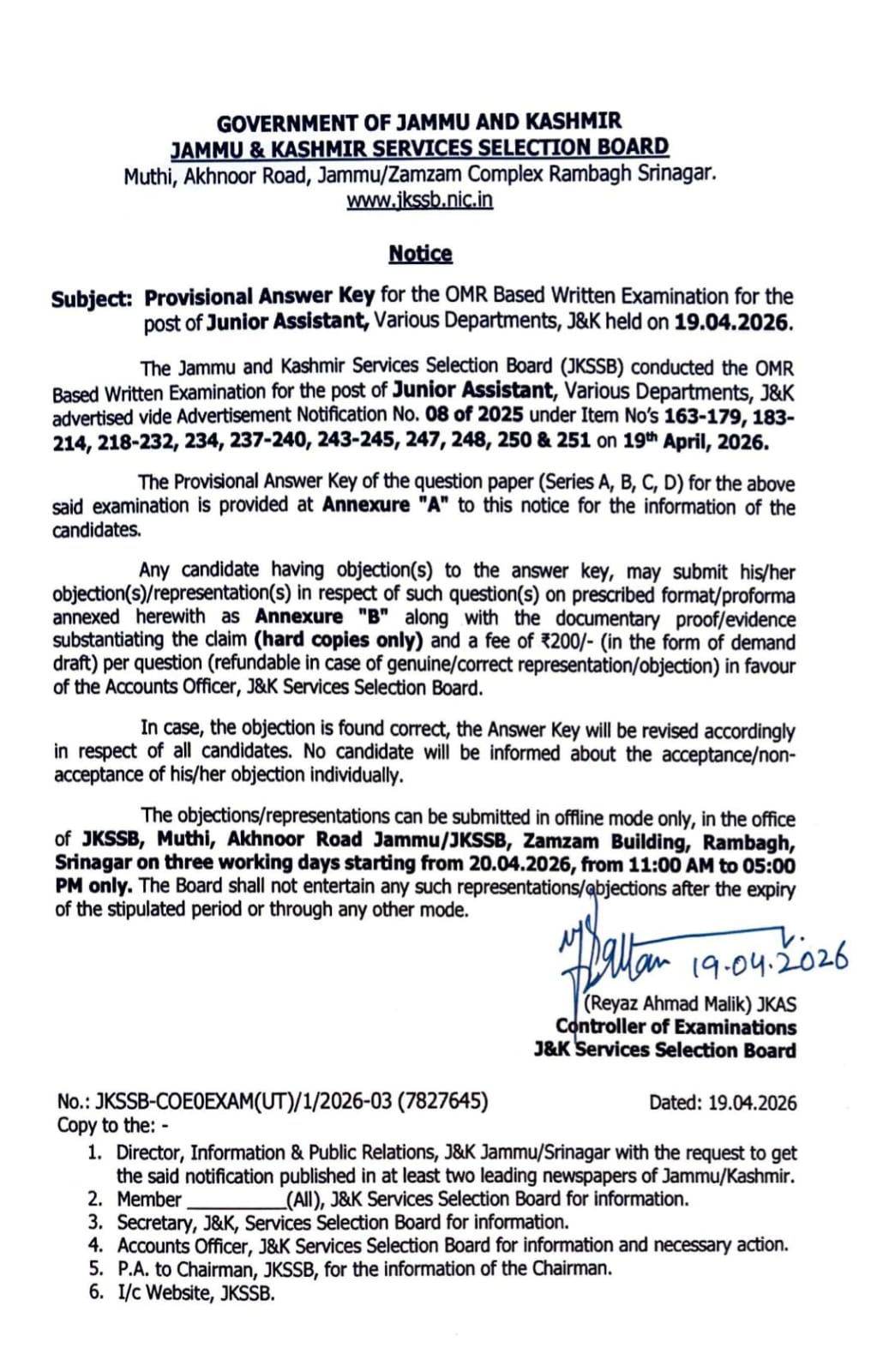 JKSSB Junior Assistant Answer Key 2026 Out at jkssb,nic.in, Download Official Key PDF_4.1