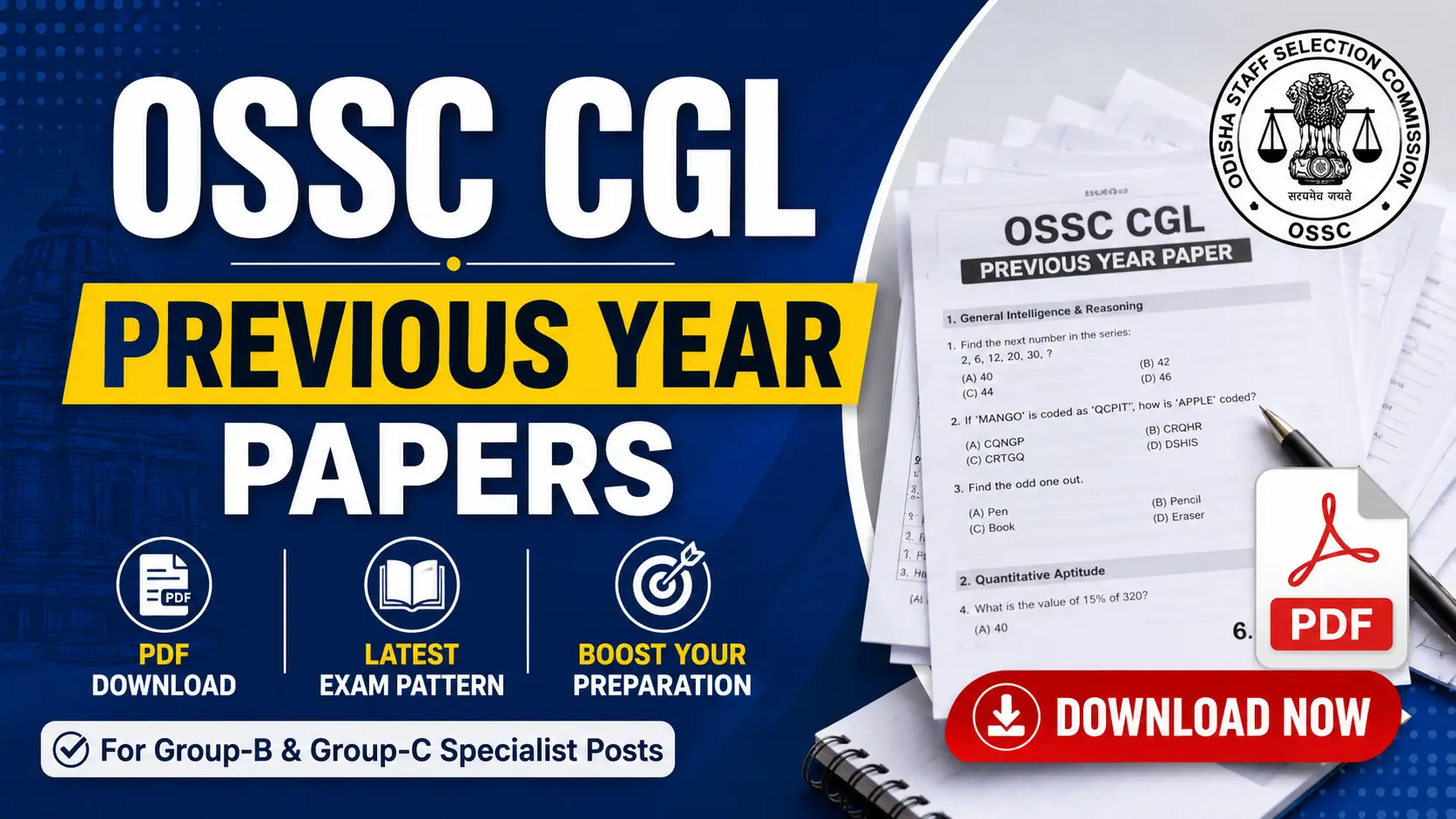 OSSC CGL Previous Year Papers