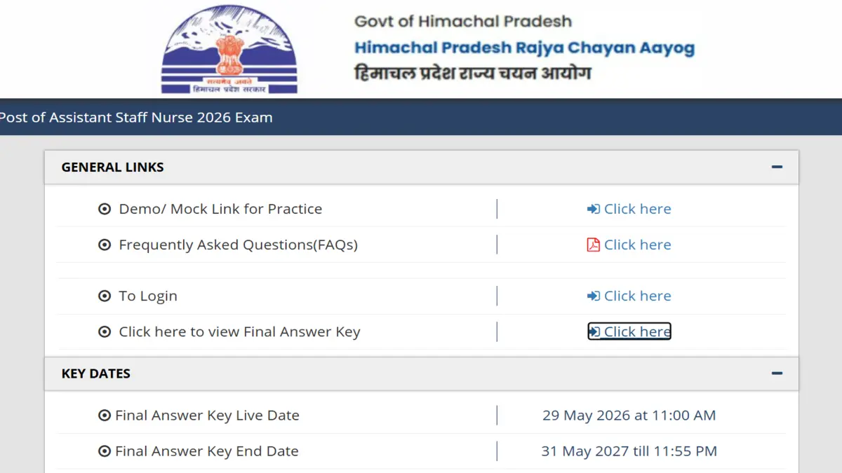 HPRCA Staff Nurse ANswer Key 2026