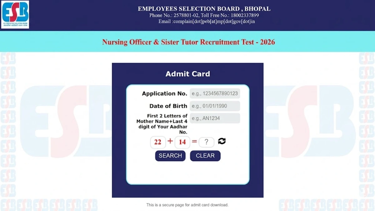 MP Nursing Officer Admit Card 2026