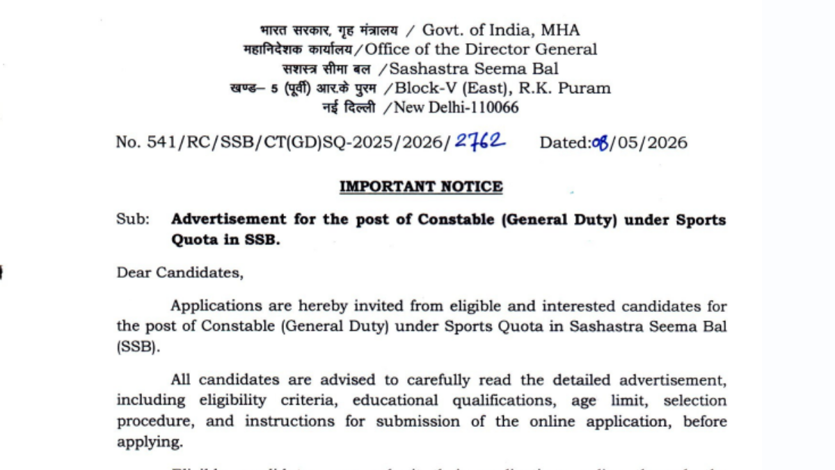SSB GD Constable Recruitment 2026
