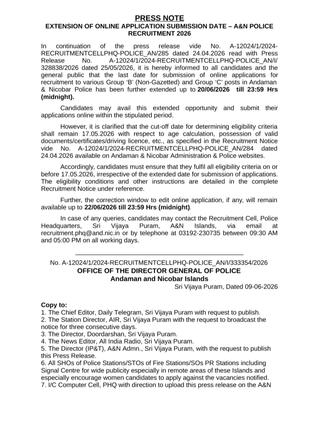Andaman & Nicobar Police Recruitment 2026 For 495 Group B & C Posts, Apply Online Last Date Extended_2.1