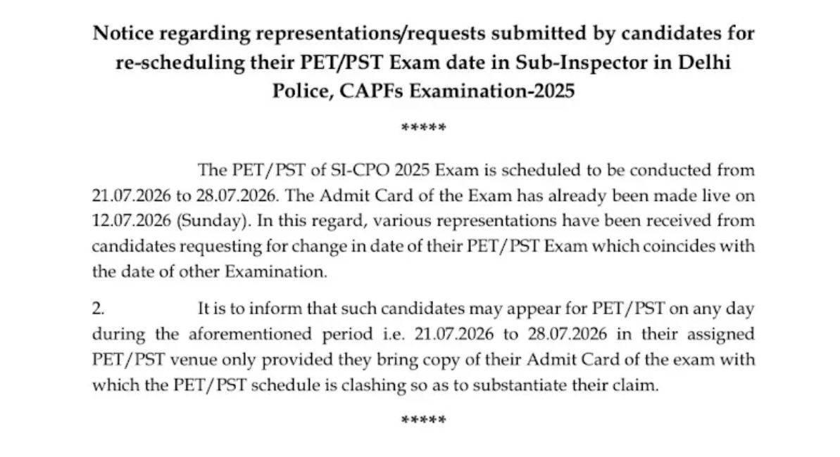 SSC CPO Physical Test 2026 Dates Out, PET/PST Starts From 21 July_2.1