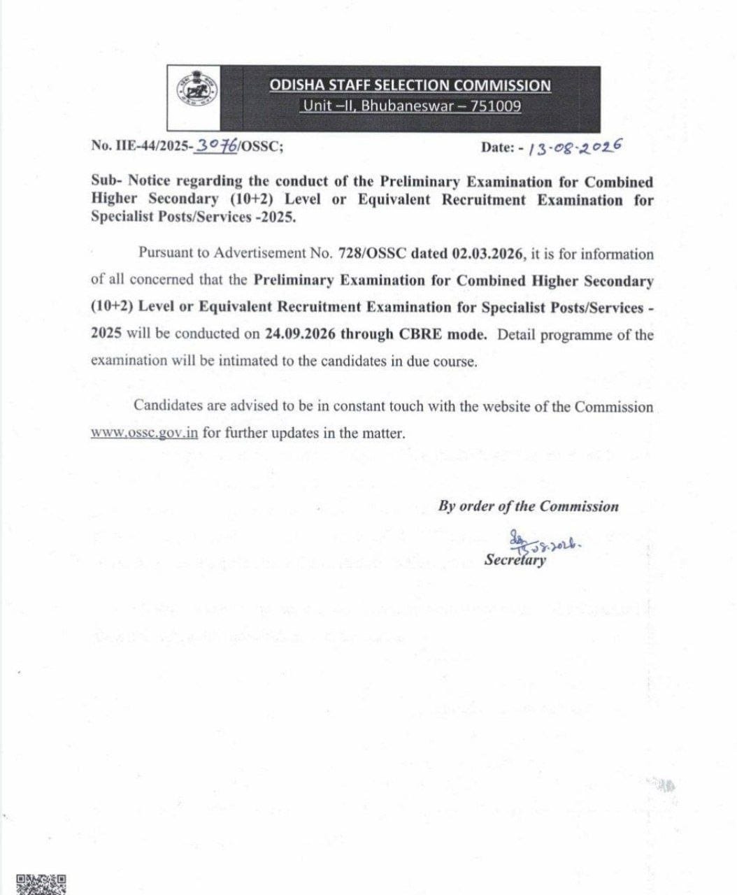OSSC CHSL Exam Date 2026 Out at ossc.gov.in, Check Exam Schedule Details_2.1