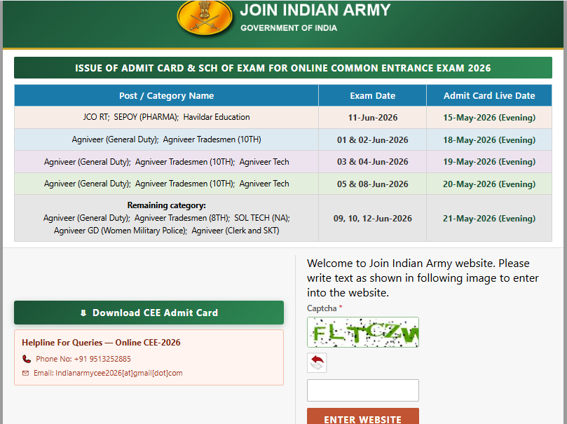 Army Nursing Assistant Admit Card 2026 Out @joinindianarmy.nic.in, Direct Download Link