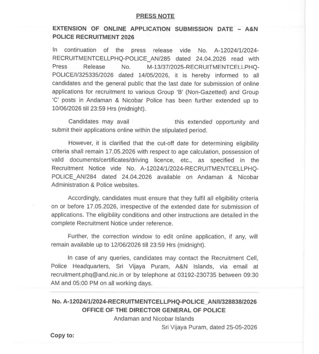 Andaman & Nicobar Police Recruitment 2026 For 495 Group B & C Posts, Apply Online Last Date Extended_2.1
