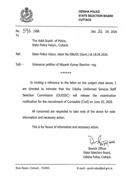 Odisha Police Constable Notification 2026 Out on 10th June, Check Official Notice_2.1