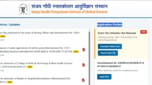 SGPGI Nursing Officer Admit Card 2026 Released, Check Direct Download Link