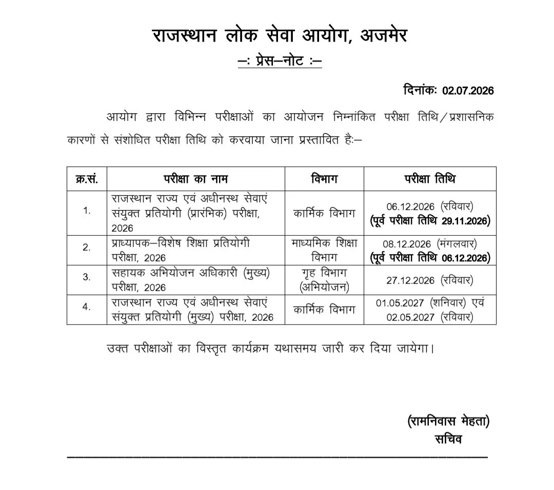 RPSC RAS Exam Date 2026 Revised at rpsc.rajasthan.gov.in, Check Prelims & Mains Exam Schedule_2.1