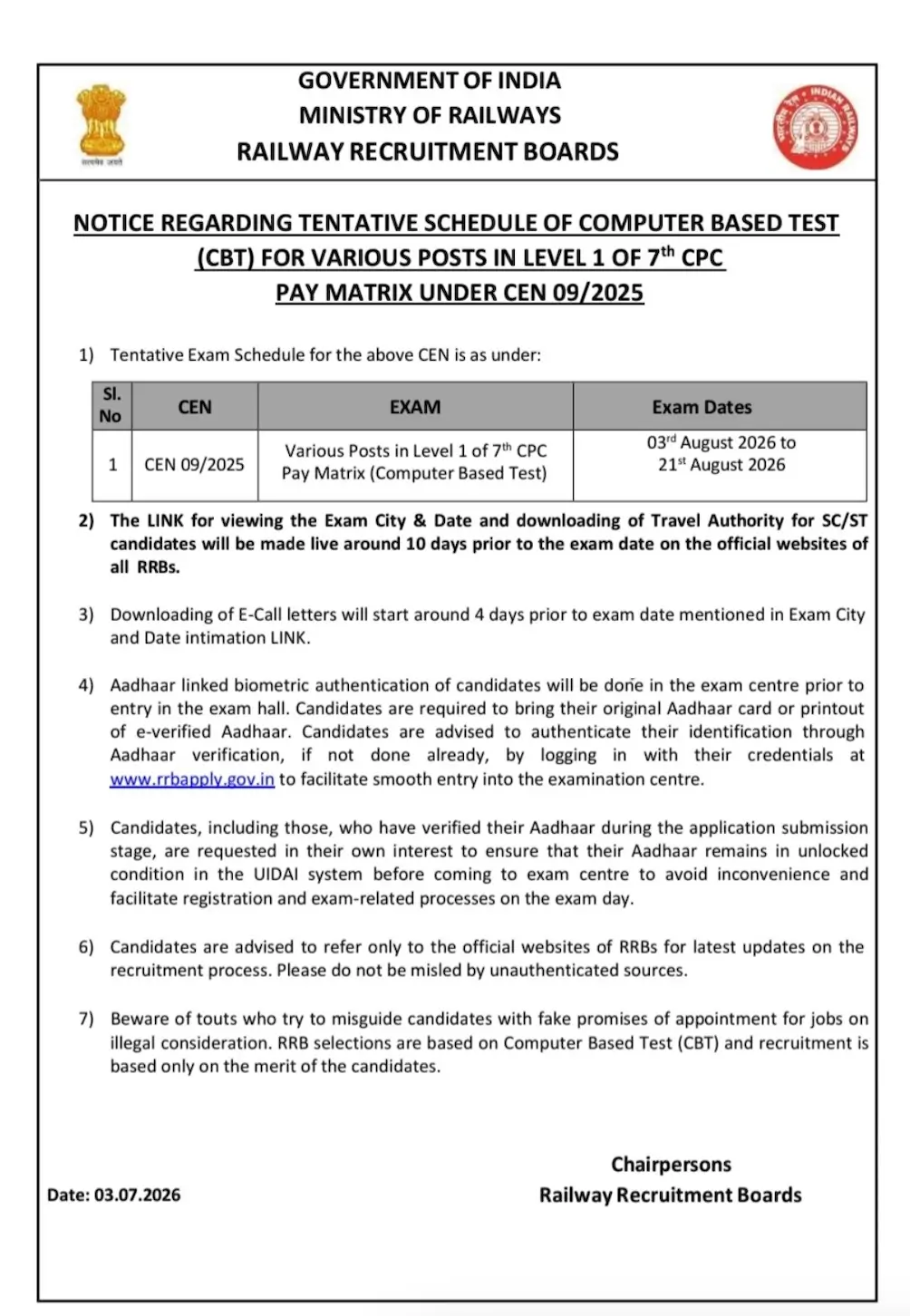Railway RRB Group D Exam Date 2026 Out for CEN 09/2025, Check Complete Schedule and Official Notice_2.1
