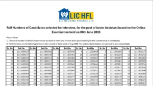 LIC HFL Result 2026