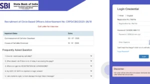SBI CBO Interview Call Letter 2026