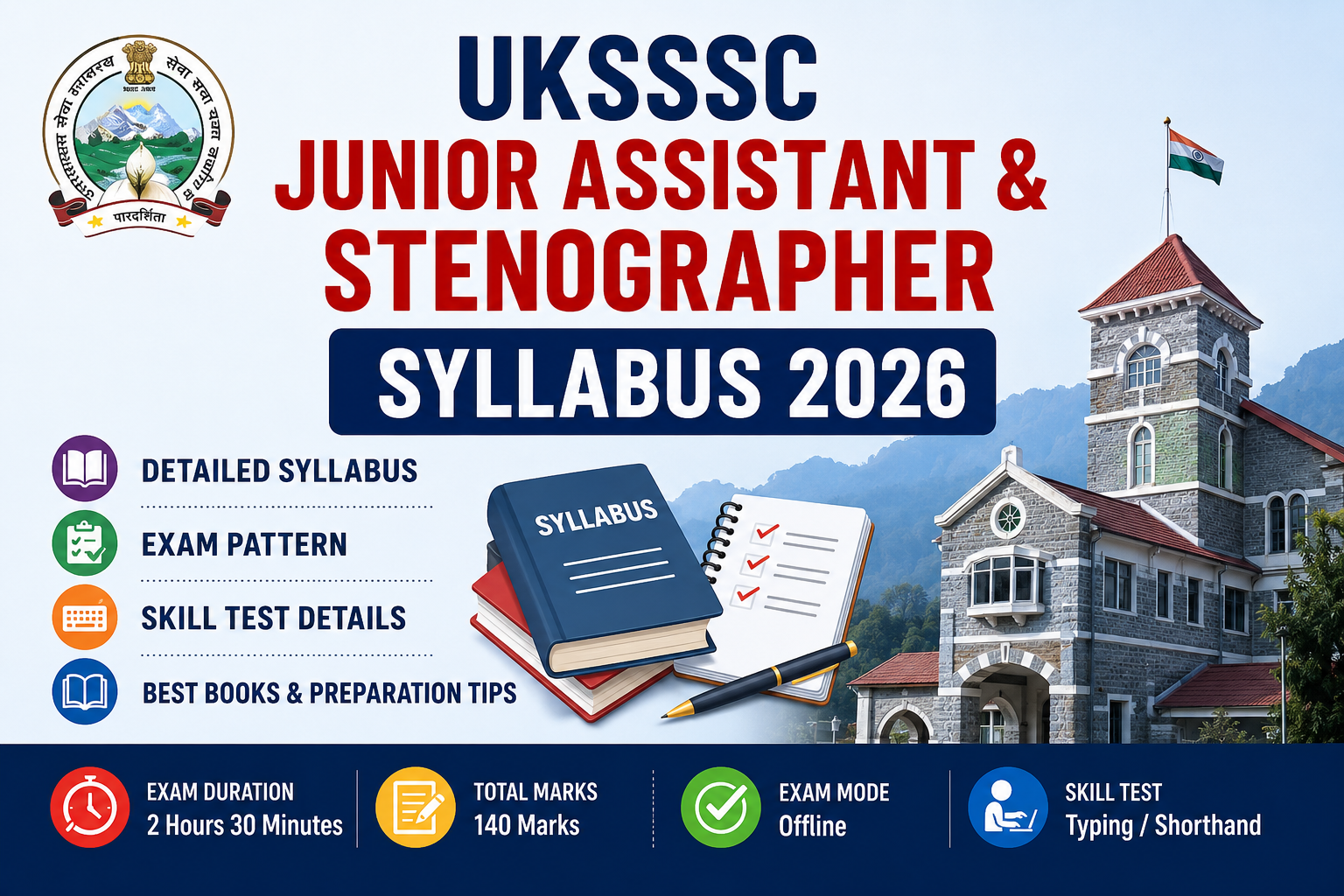 UKSSSC Junior Assistant & Stenographer Syllabus