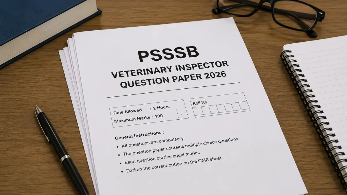 PSSSB Veterinary Inspector Question Paper 2026