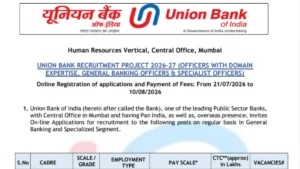 Union Bank of India Apprentice Recruitment 2026